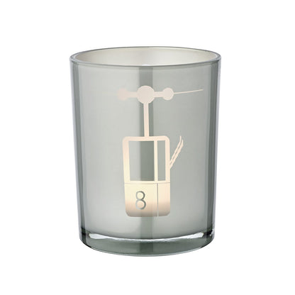 Windlichtlift (hoogte 13 cm, ø 10 cm) in grijs, windlicht met sportief skiliftmotief
