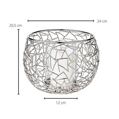 EDZARD lantaarn Milano, roestvrij staal, glanzend vernikkeld, met glas, diameter 27 cm, hoogte 19 cm
