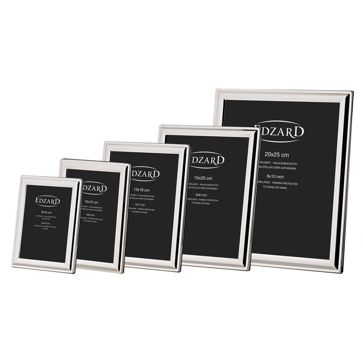 EDZARD fotolijst fotolijst Terni voor foto 13 x 18 cm edel verzilverd, aanslag beschermd, met 2 hangers