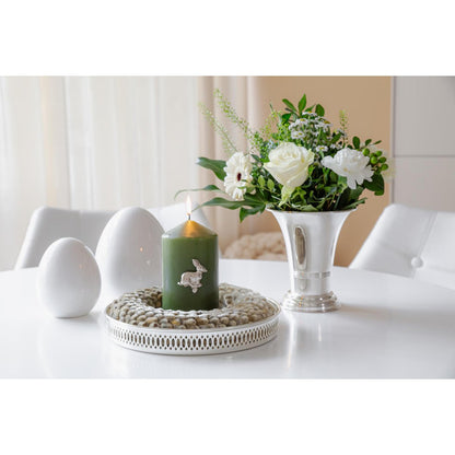 Set van 4 konijnenkaarsenpinnen (hoogte 4 cm), vernikkeld aluminium