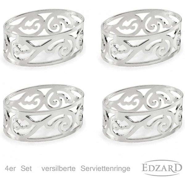 EDZARD set van 4 servetringen Vita, verzilverd, aanslagbestendig, lengte 5 cm