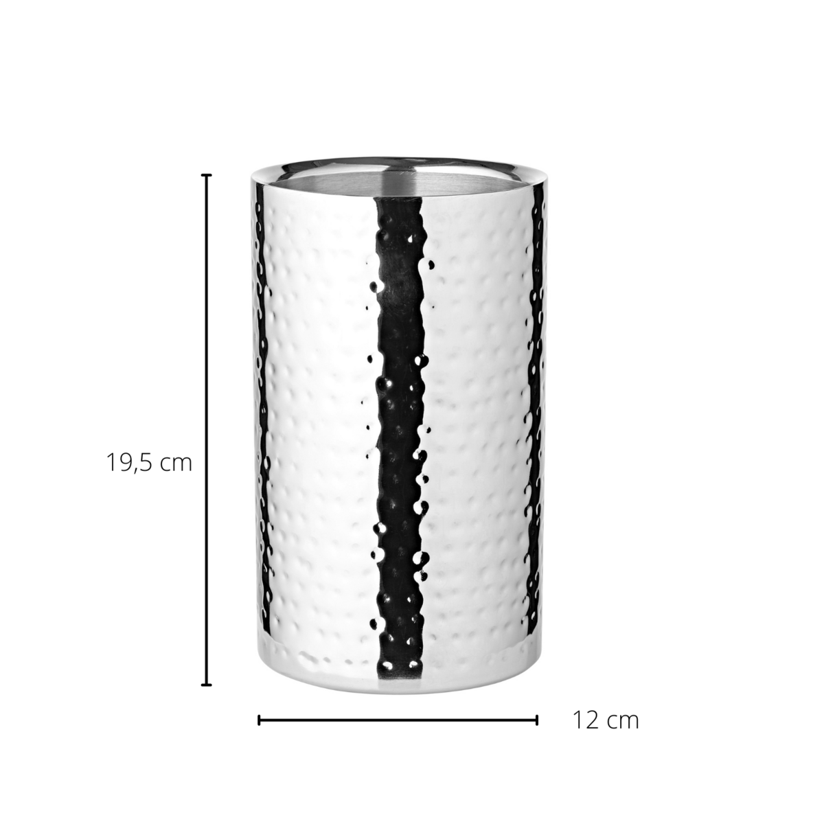 EDZARD flessenkoeler Nebraska, gehamerd roestvrij staal, hoogglans gepolijst, dubbelwandig, hoogte 20 cm, ø 12 cm