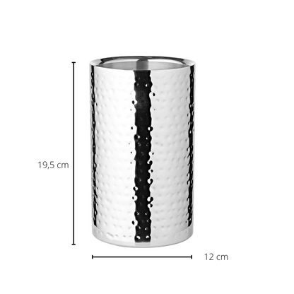 EDZARD flessenkoeler Nebraska, gehamerd roestvrij staal, hoogglans gepolijst, dubbelwandig, hoogte 20 cm, ø 12 cm