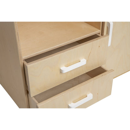 Van Dijk Toys houten poppencommode / poppen commode - Naturel met wit (Kinderopvang kwaliteit)