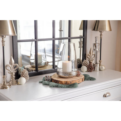 EDZARD lantaarnkaars glas Bora, gehamerd look, glas en keramiek, hoogte 28 cm