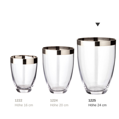 EDZARD Vaas Charlotte, mondgeblazen kristalglas met platina rand, hoogte 24 cm, diameter 19 cm