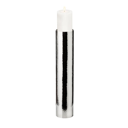 EDZARD kandelaar Boston voor kaars diameter 10 cm, gehamerd, RVS glanzend vernikkeld, H 60 cm