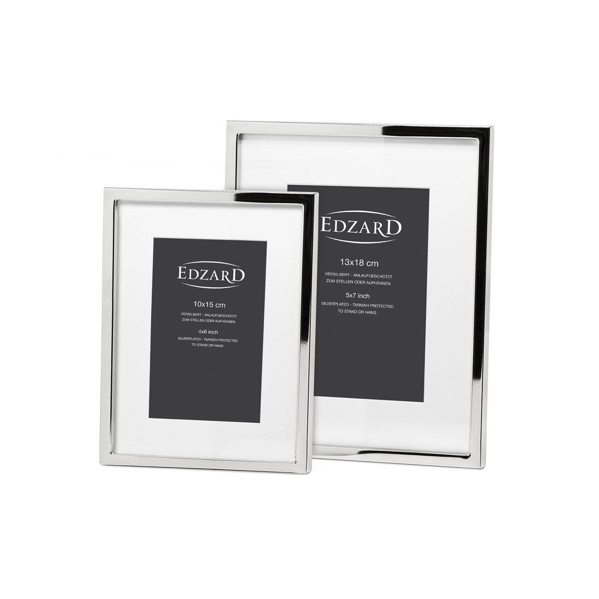 EDZARD Rivoli fotolijst voor foto's 13 x 18 cm, verzilverd, aanslagvast, met 2 hangers