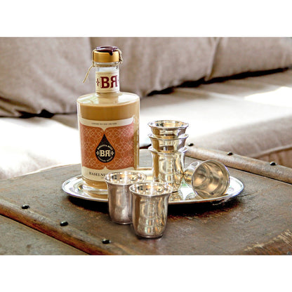Set van 2 borrelbekers Cuno (hoogte 5 cm, 4 cl), zwaar verzilverd, borrelglas