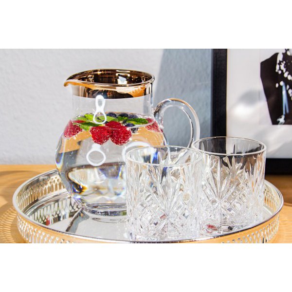 EDZARD kan Olivia, mondgeblazen kristalglas met platina rand, hoogte 17 cm, inhoud 1,5 liter