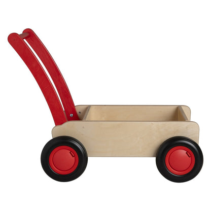 Van Dijk Toys houten loopwagen vanaf 1 jaar - Naturel - Rood (Kinderopvang kwaliteit)