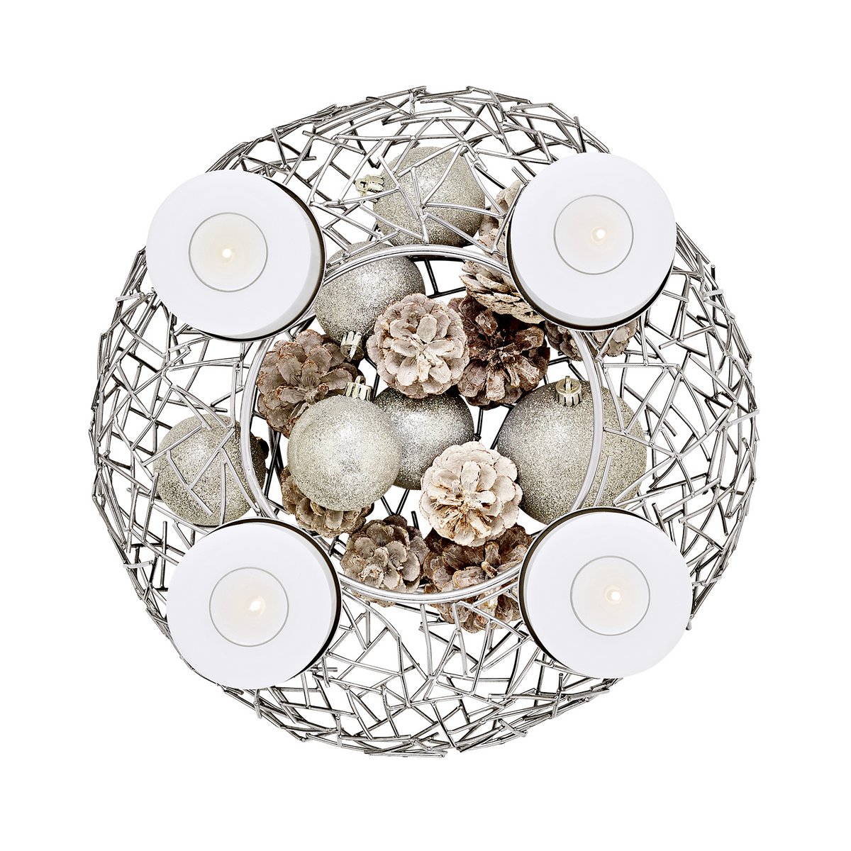 EDZARD Adventskrans Milano, roestvrij staal, glanzend vernikkeld, diameter 34 cm