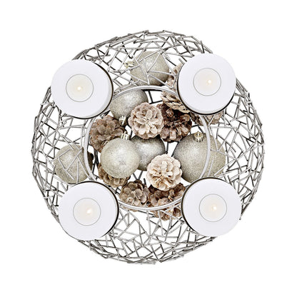 EDZARD Adventskrans Milano, roestvrij staal, glanzend vernikkeld, diameter 34 cm