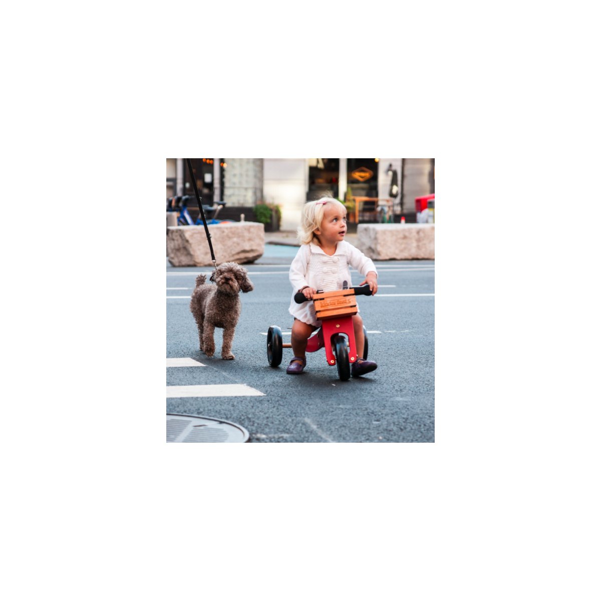 Kinderfeets houten fietskrat