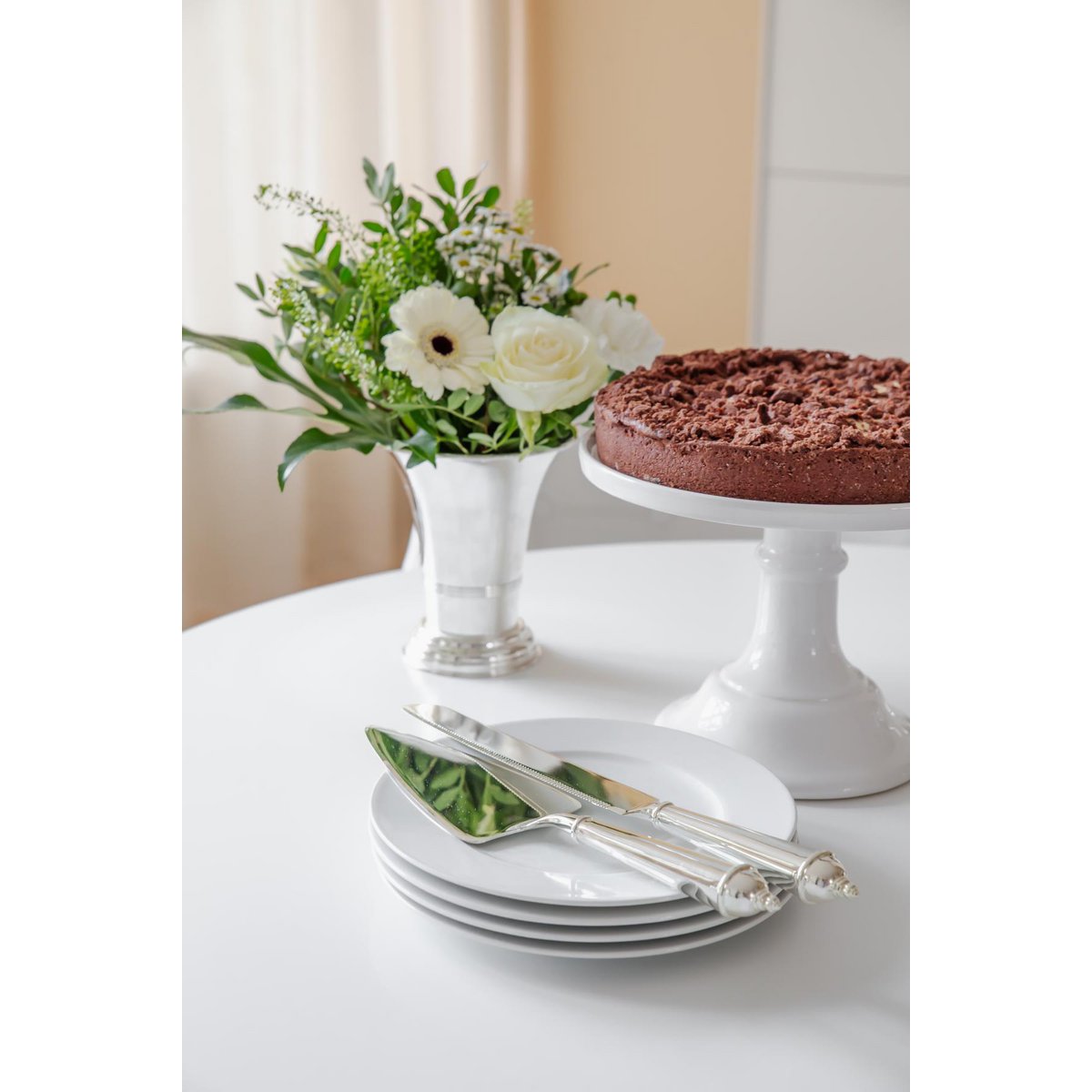 EDZARD taartschep & cakemes, verzilverd, aanslagbestendig, meslengte 32 cm, lifter lengte 28 cm