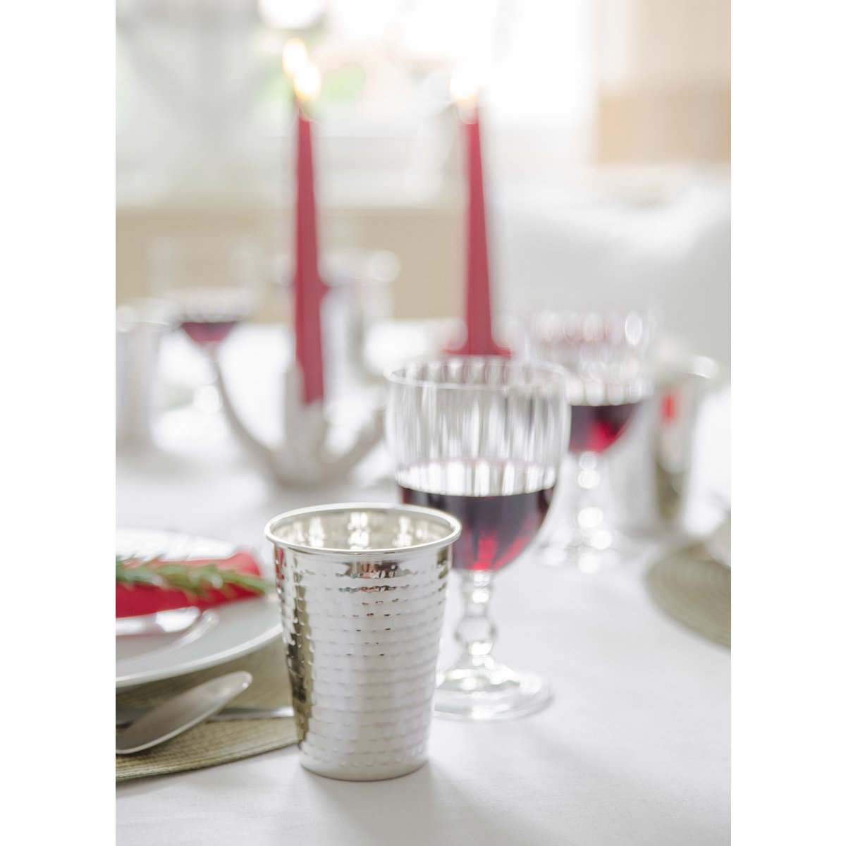 Mido mok set van 2, H 10 cm, elegant verzilverd