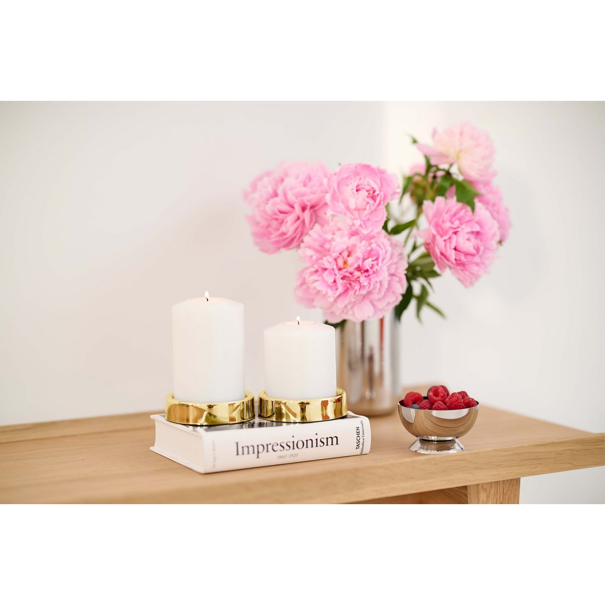 EDZARD set van 2 kandelaars Sanremo goud, elegant vernikkeld, ø 10 cm, voor stompkaarsen