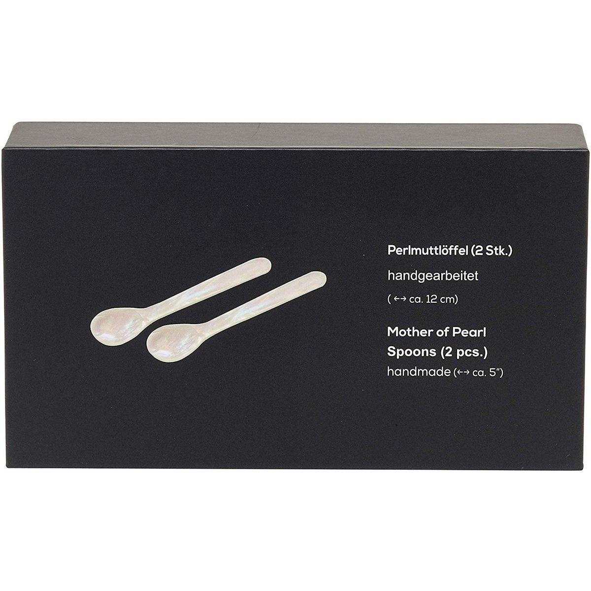 EDZARD set van 2 parelmoer lepels, kaviaar lepels, eier lepels, afgeronde hoeken, zee parelmoer, lengte 11 cm