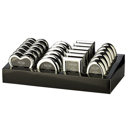 EDZARD-display met 24 fotolijsten voor foto's ca. 5 x 8 cm, edel verzilverd, aanslagvast